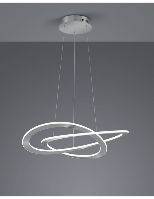 Suspension 2 Cercles LED Oakland Nickel Mat Dimmable Trio Lighting