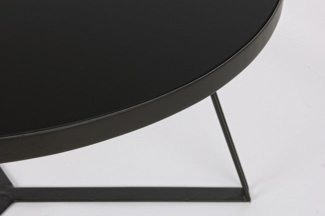 Table basse en métal noir style design Ø70a - 38h