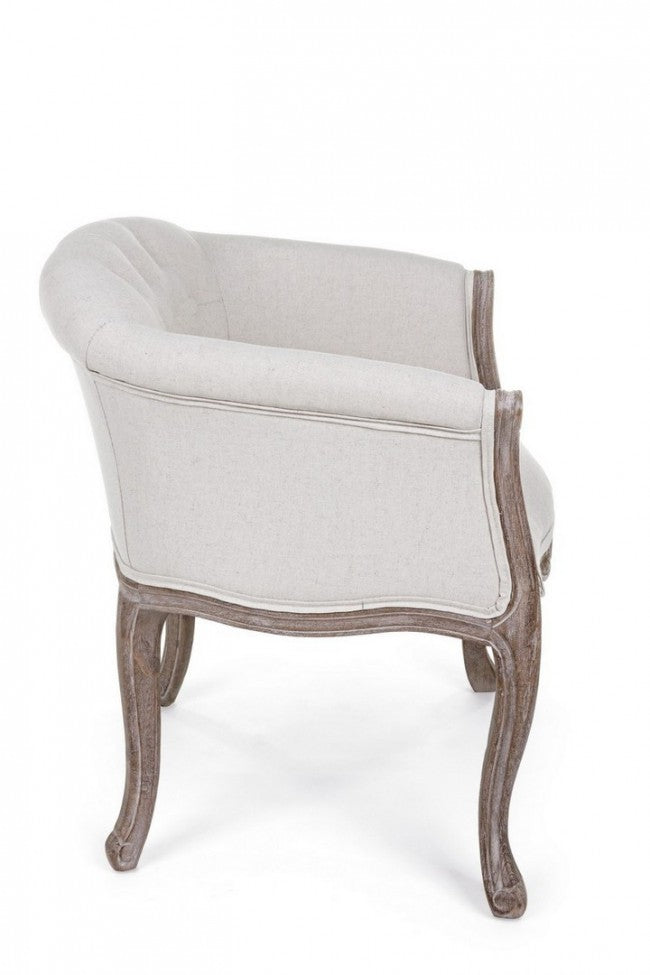 Fauteuil classique Diva en bois et tissu naturel