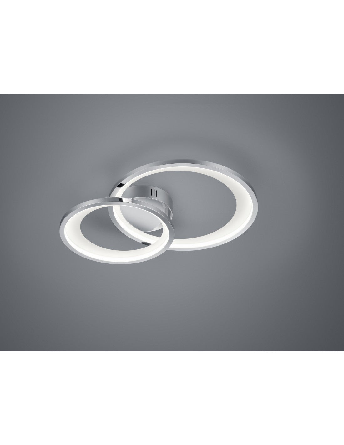Plafonnier Granada Double Cercle Chrome LED 29w Dimmable L59 cm Trio Lighting