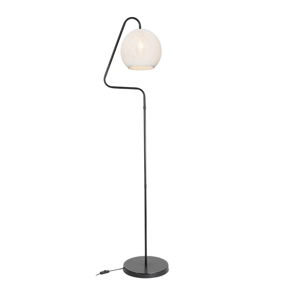 Lampadaire Yumak MDL4256 gris avec abat-jour en tissu blanc