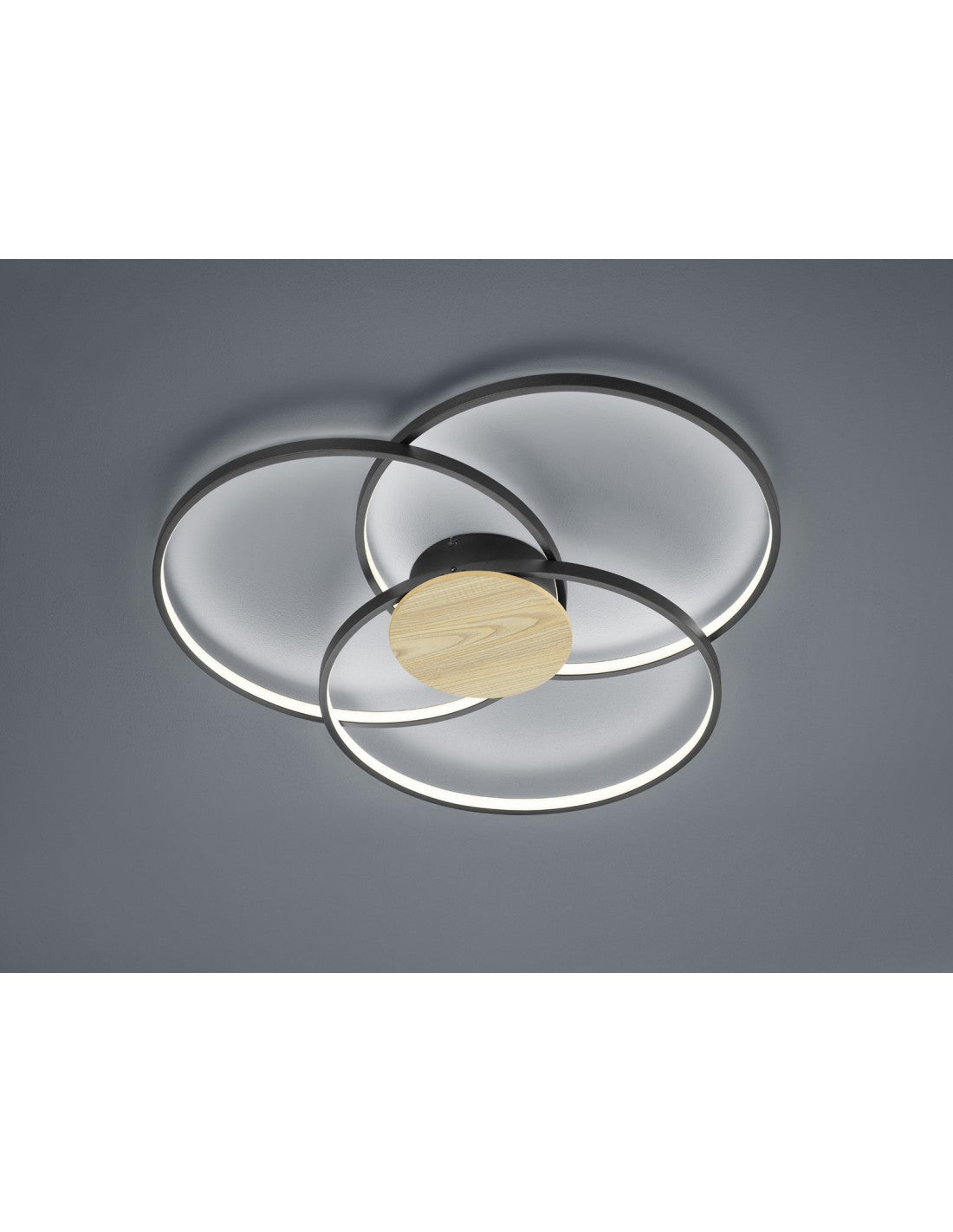 Plafonnier LED Sedona Noir 3 Cercles Gradable Ø80 cm Trio Lighting