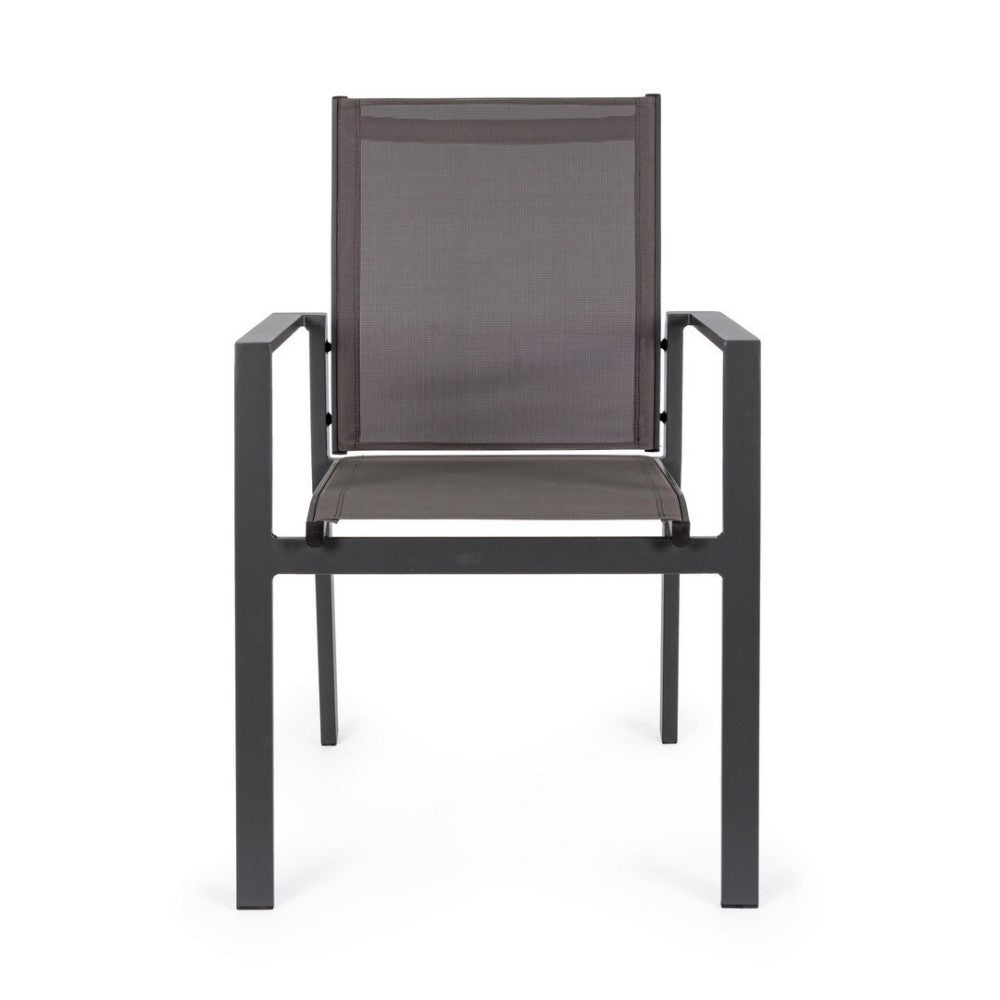 Chaise d'extérieur Crozet avec accoudoirs anthracite foncé