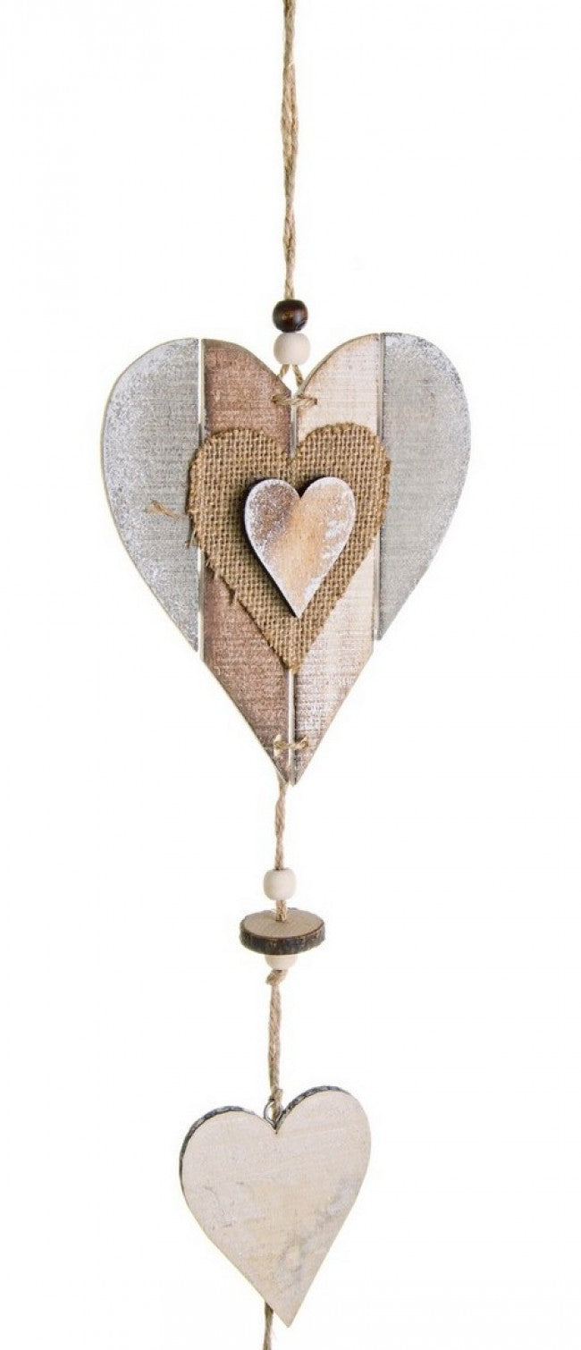 12x cœur à rayures en ficelle