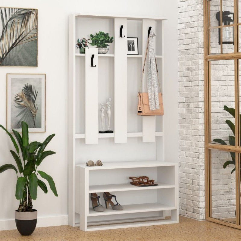 Meuble d'entrée Chester blanc 90x36xh.180 cm