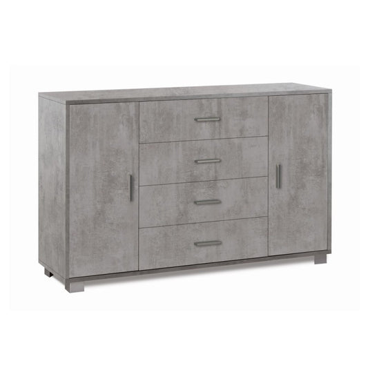 Buffet avec deux portes et quatre tiroirs Beton Cemento 136x41x h86 cm