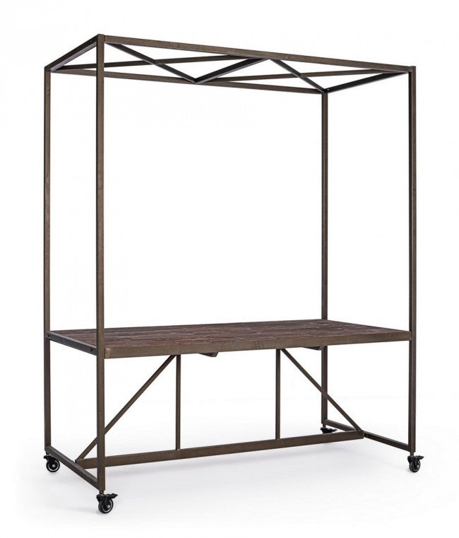 Table de présentation industrielle avec toit 180x220h cm