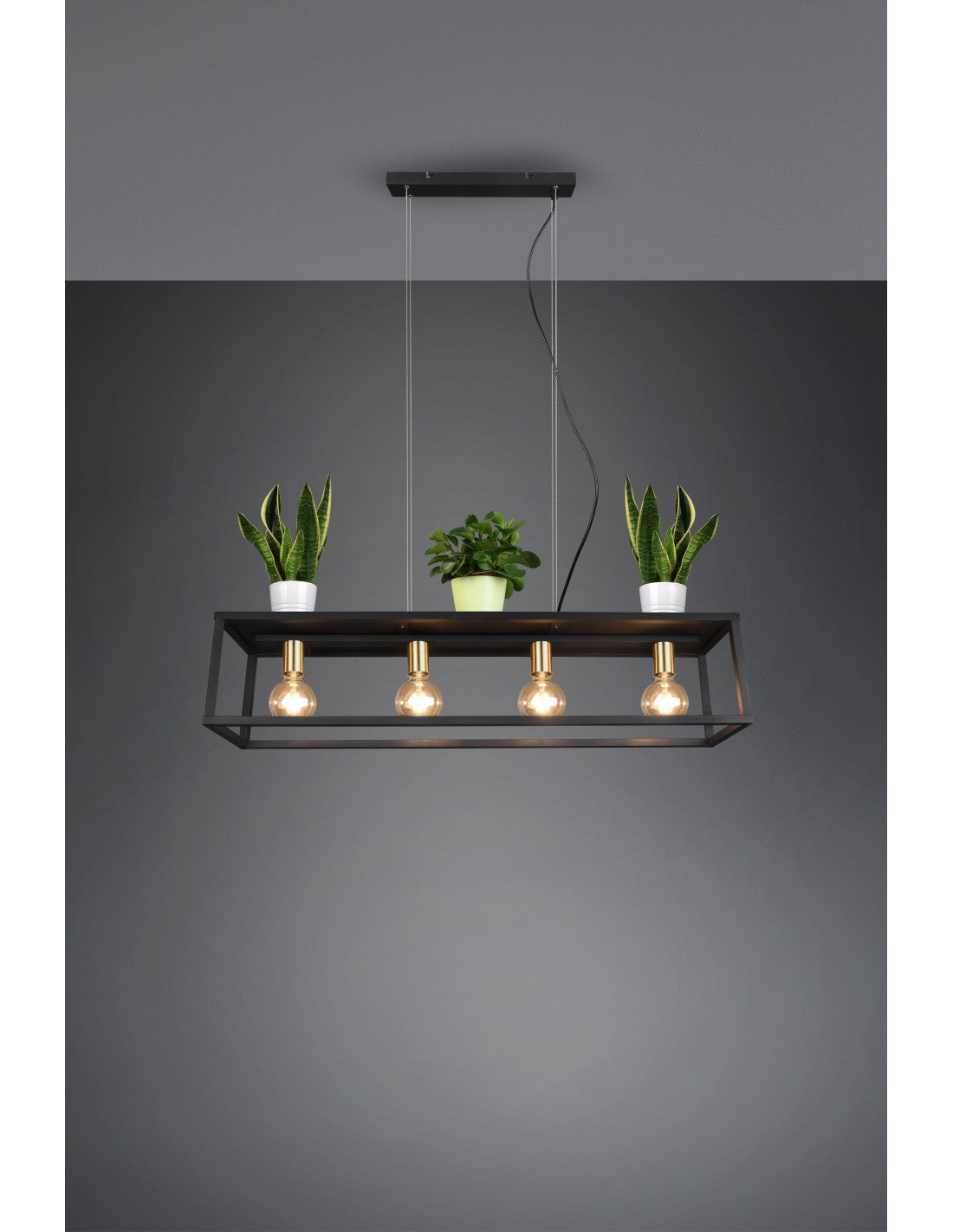 Suspension Pour Salon 4 Lumières Structure Métal Noir Vito Trio Lighting