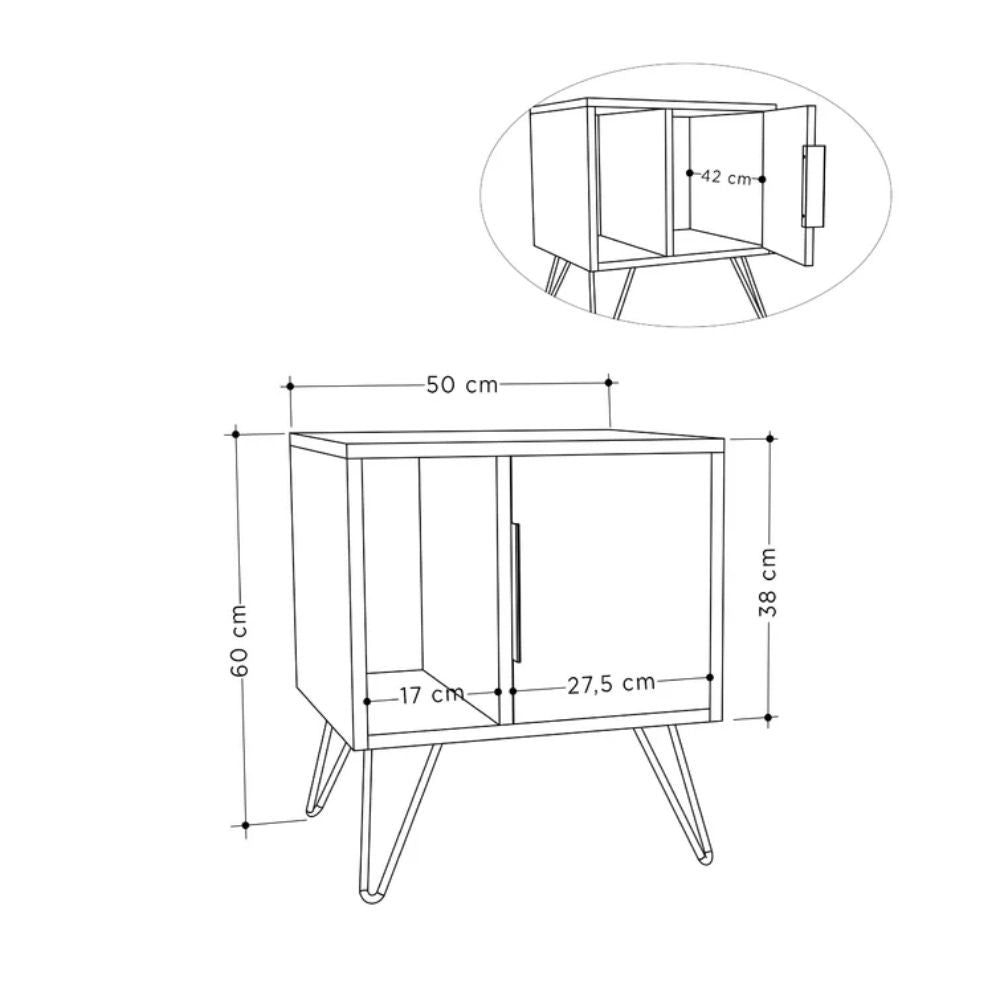 Table de chevet blanche Glynn avec porte et compartiment ouvert