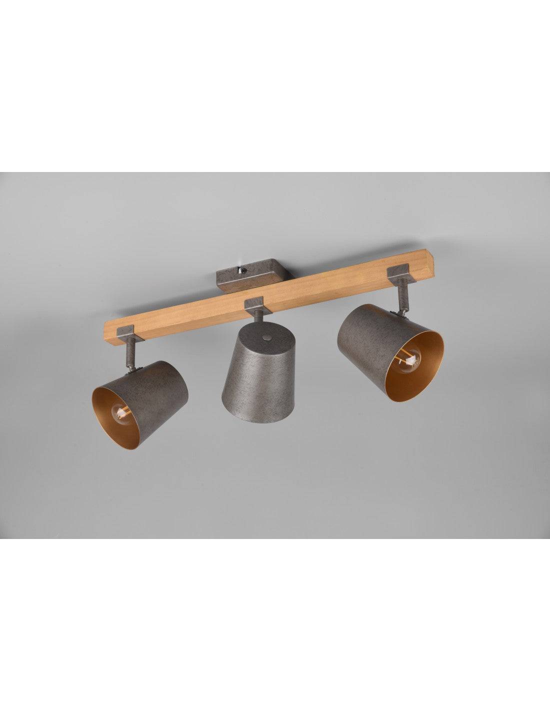 Spot 3 spots réglables en bois et métal nickel Bell Trio Lighting