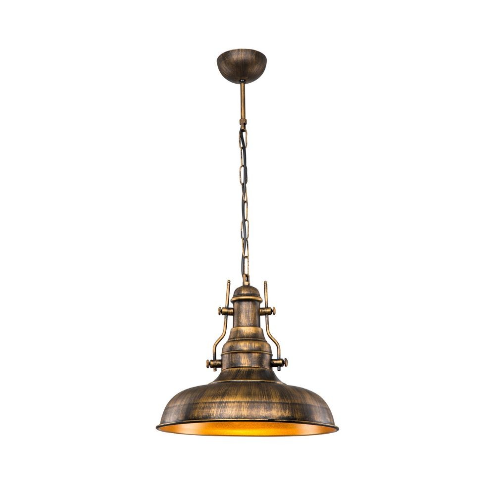 Lampe à suspension Tarus style industriel or antique MDL4468