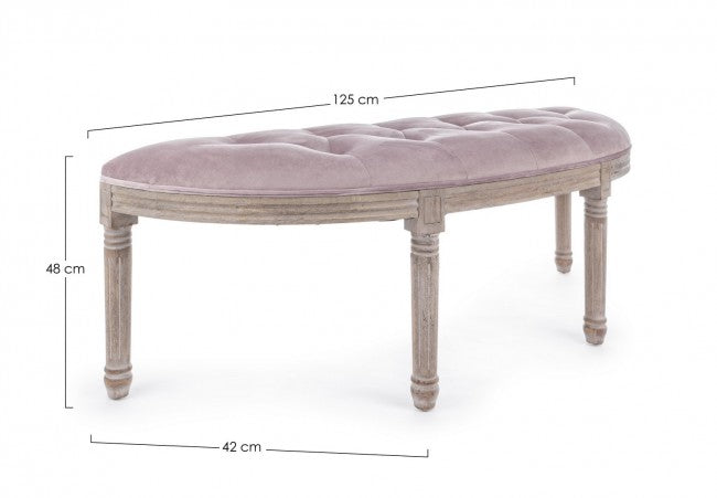 Banc classique Tilde Woodrose en velours 125x42x48h cm