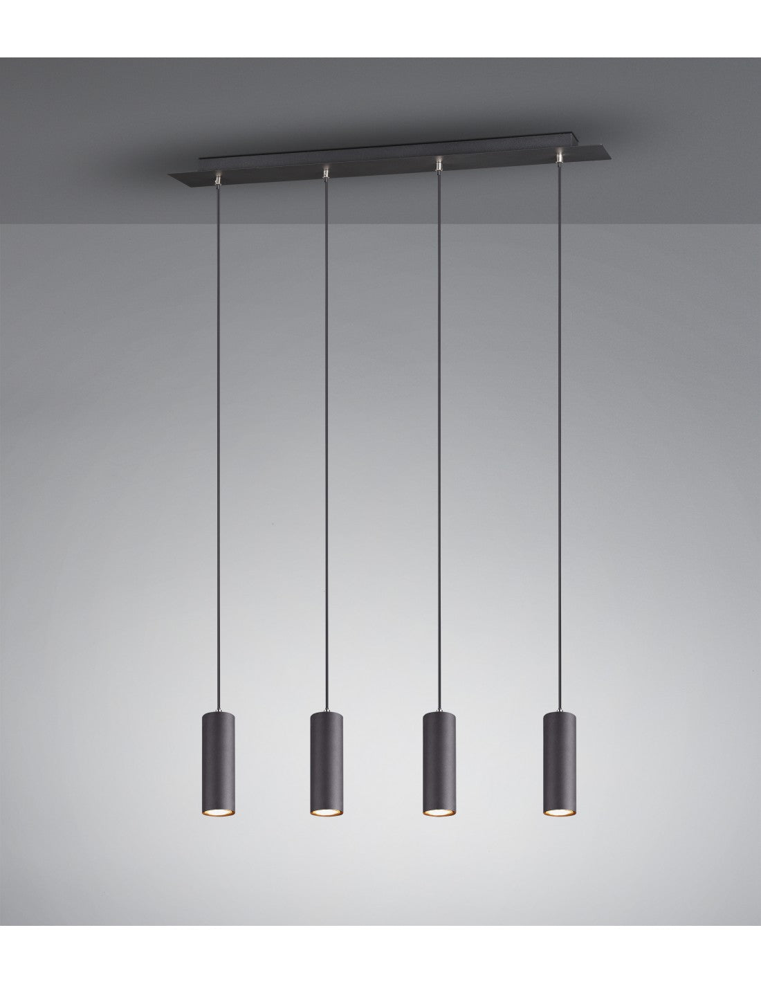 Suspension Peninsula 4 Lumières Cylindres Marley Noir Trio Éclairage