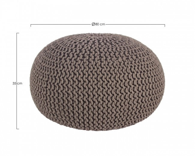 Pouf tressé bizzotto gris foncé 80 cm