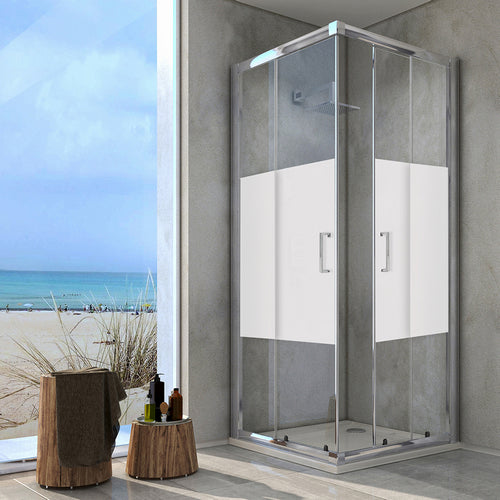 Douche d'angle en verre sérigraphié - Ligne Essential