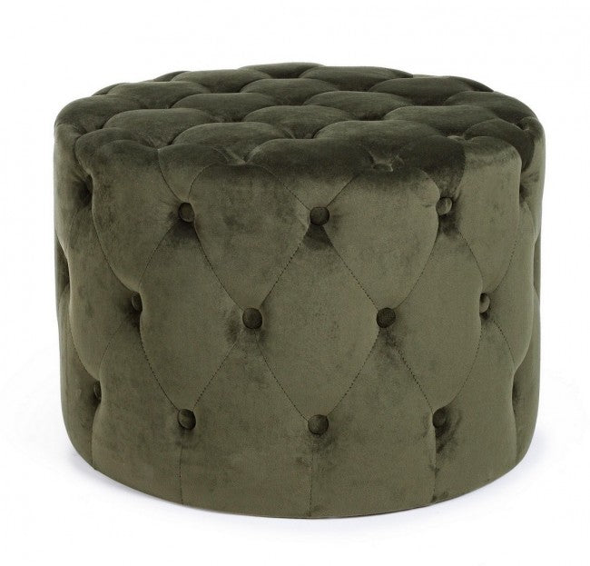 Pouf vintage en velours vert 60 x 42 h cm