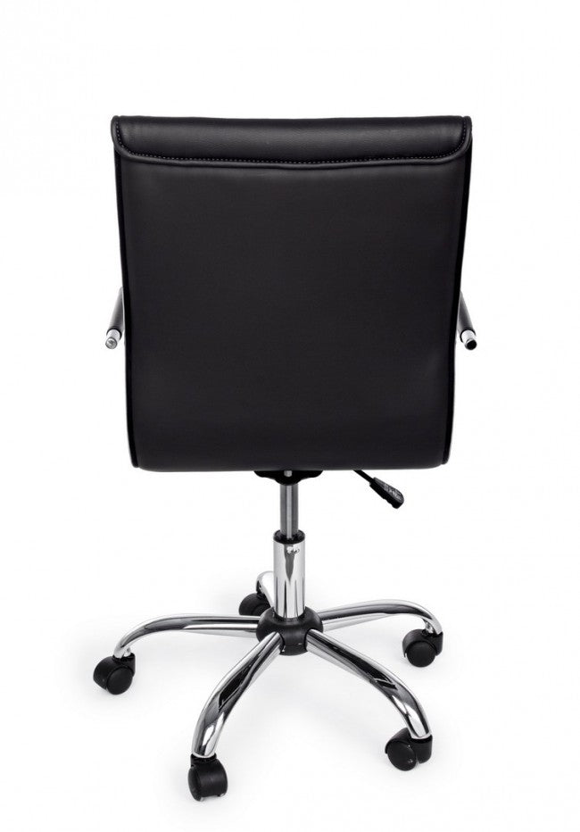 Fauteuil de bureau PERTH noir, réglable en hauteur avec accoudoirs et roulettes en simili cuir