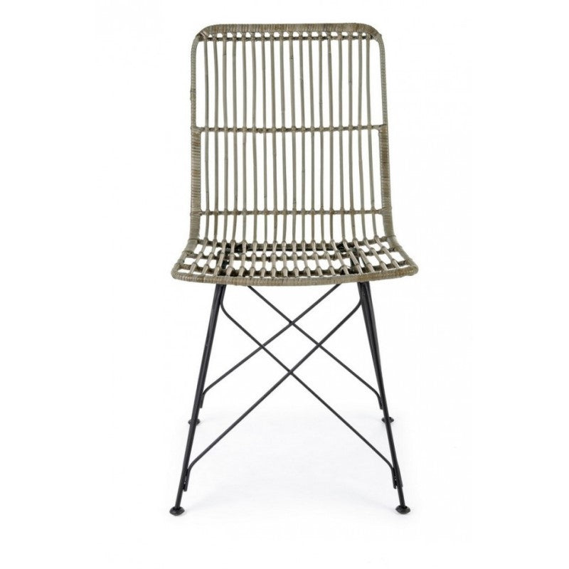 Chaise de style contemporain en acier et kubu Gris LUCILA 45x55x h85 cm