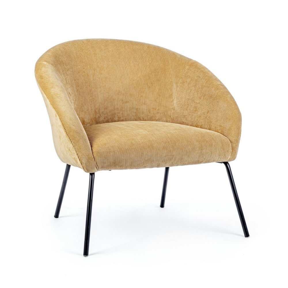 Fauteuil en velours jaune de style design