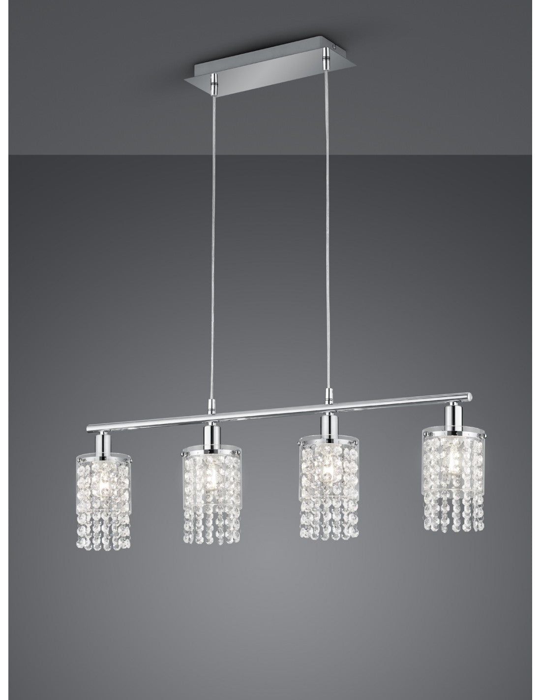 Suspension Posh 4xE14 Verre Chromé L80 cm Trio Lighting