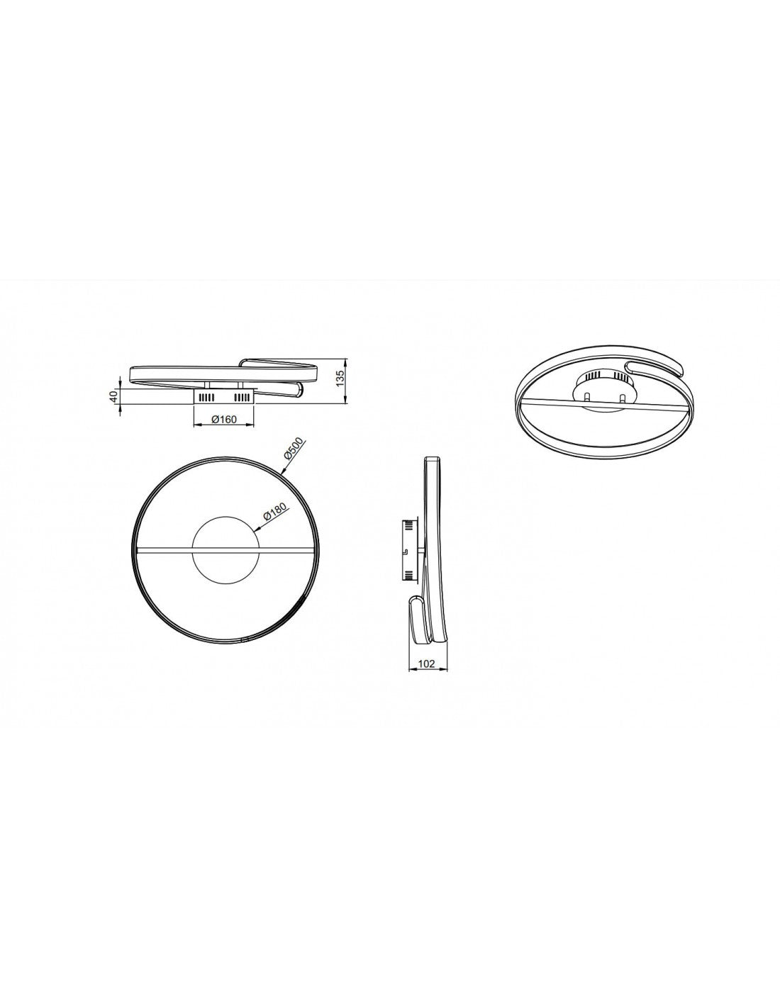 Plafonnier Design Cercle Led Dimmer 4000k Parme Chrome Trio Lighting