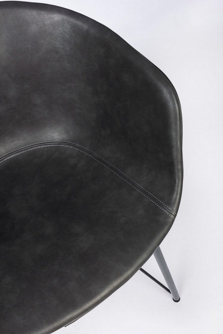 Chaise vintage en éco-cuir anthracite Warhol
