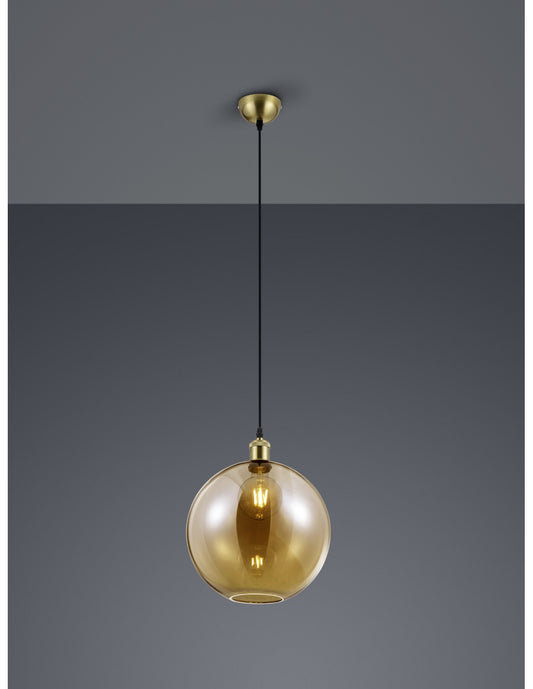 Suspension Monosphère Dino en Verre Ambré Ø30 cm Trio Lighting