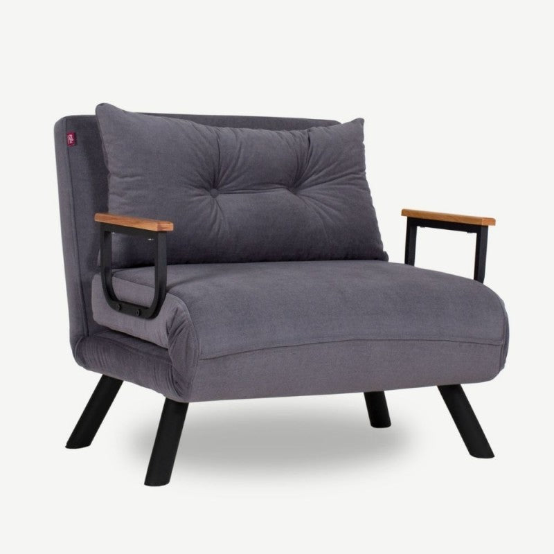 Fauteuil lit pliant Sando en tissu gris 60 x78xh.78 cm