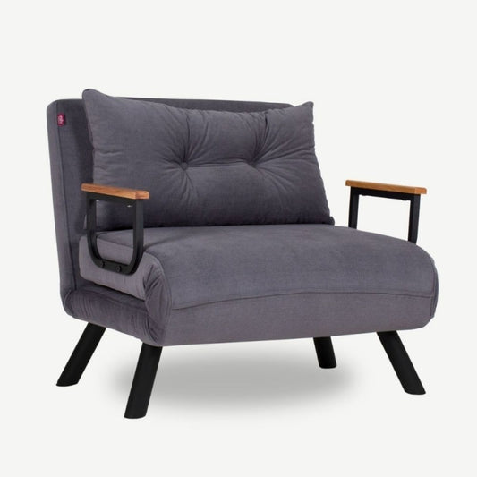 Fauteuil lit pliant Sando en tissu gris 60 x78xh.78 cm
