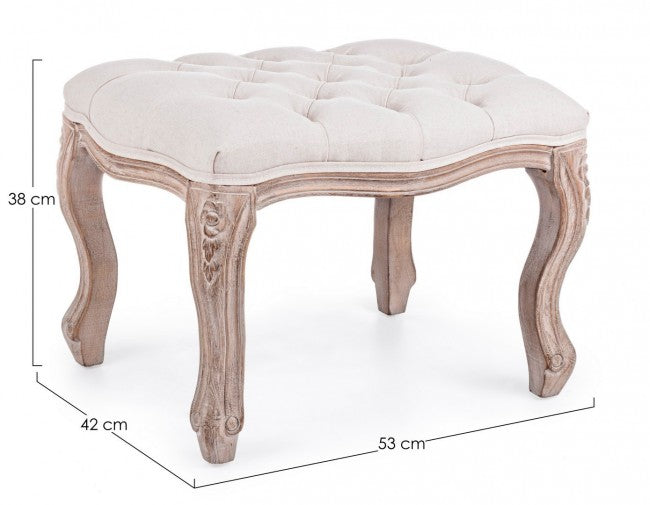 2x Tabouret repose-pieds naturel en tissu de style classique