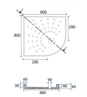 Receveur de douche d'angle H6 en céramique Dianhydro