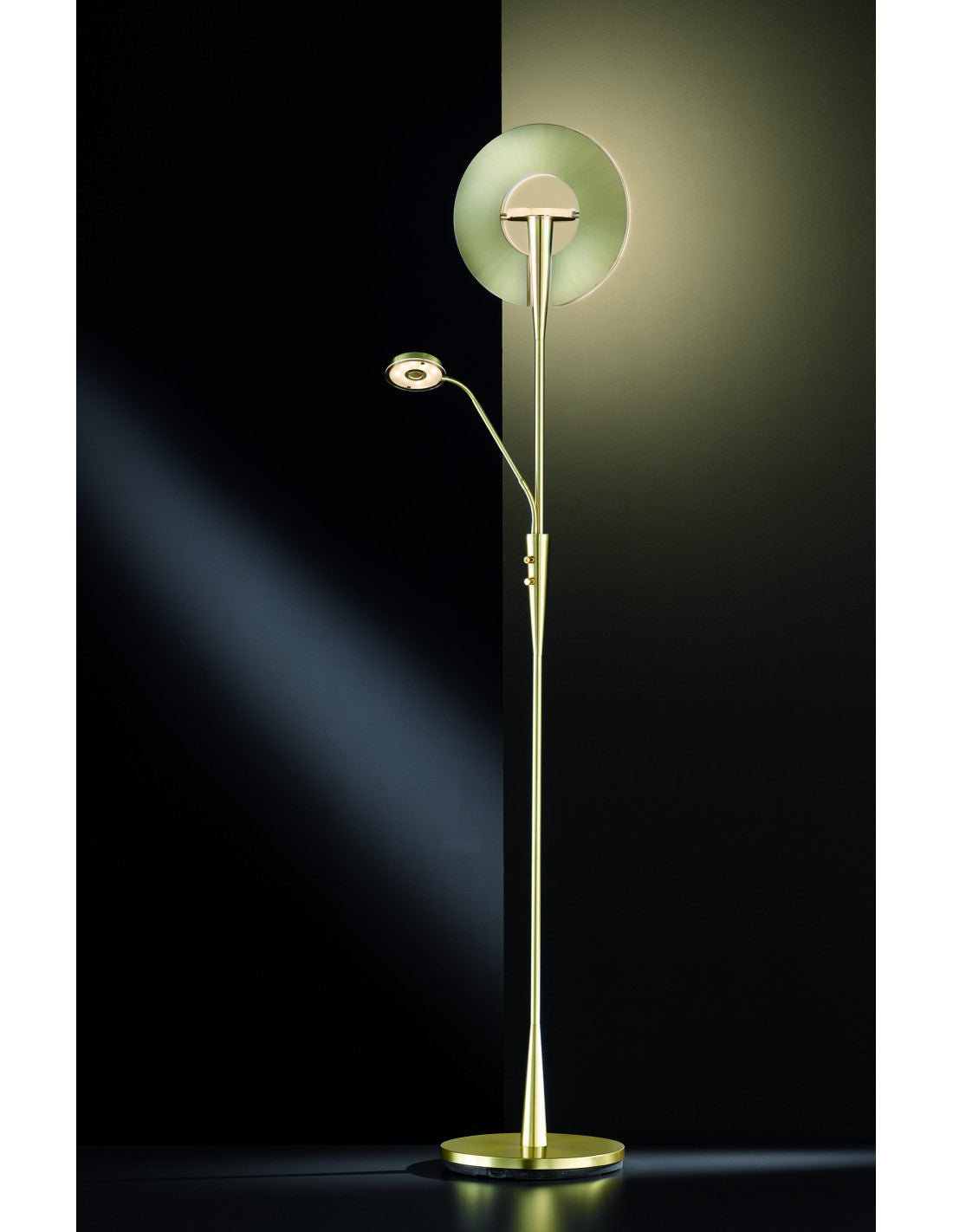 Lampadaire LED avec spot de lecture à intensité variable Québec Laiton Trio Éclairage
