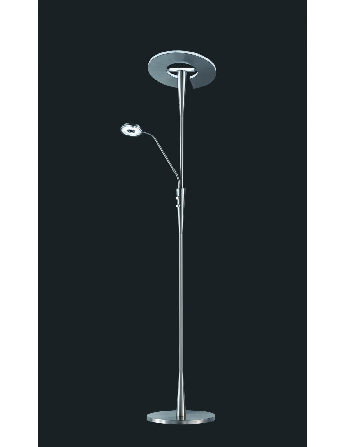 Lampe sur pied LED avec spot de lecture dimmable Québec Nichel Trio Éclairage