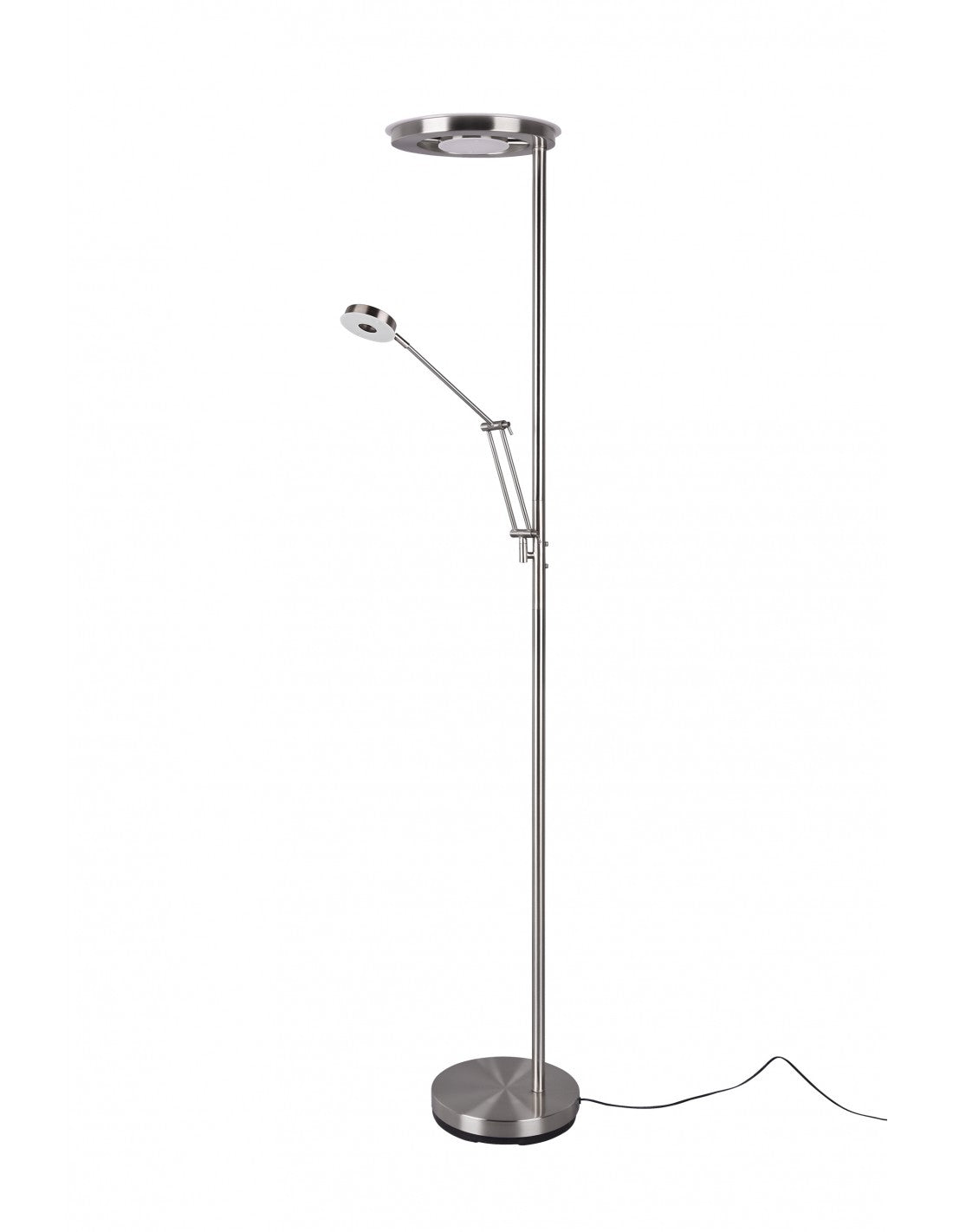 Barrie Nichel Trio Lighting Lampe sur pied à variateur d'intensité LED avec spot de lecture