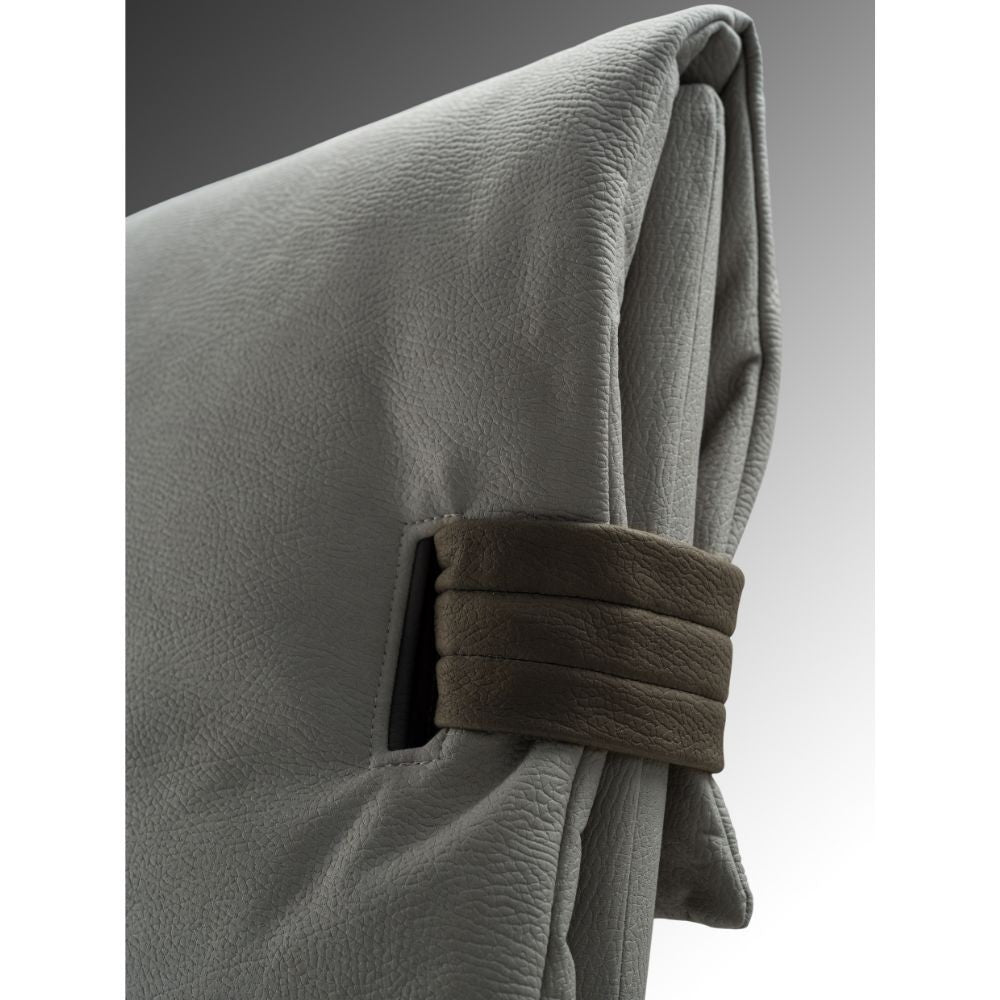 Lit double rangement en éco-cuir gris Grenoble