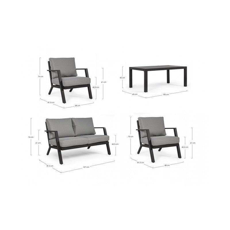 Ensemble de salon de jardin anthracite 4 pièces YK13