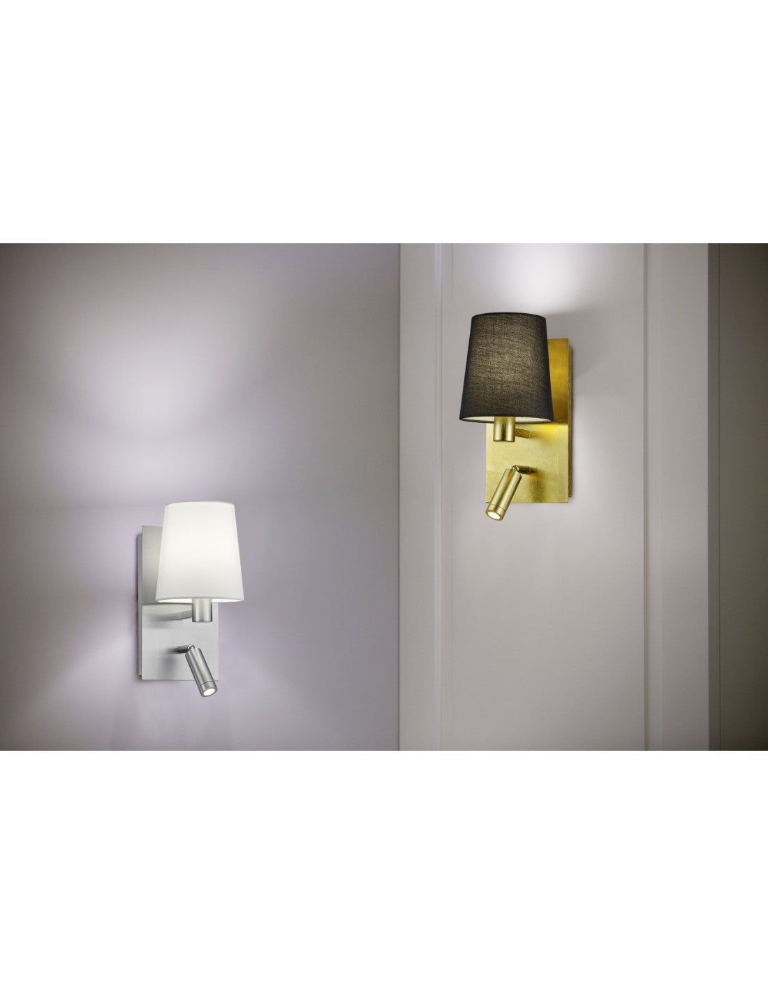 Applique dorée moderne avec abat-jour noir et spot LED Marriot Trio