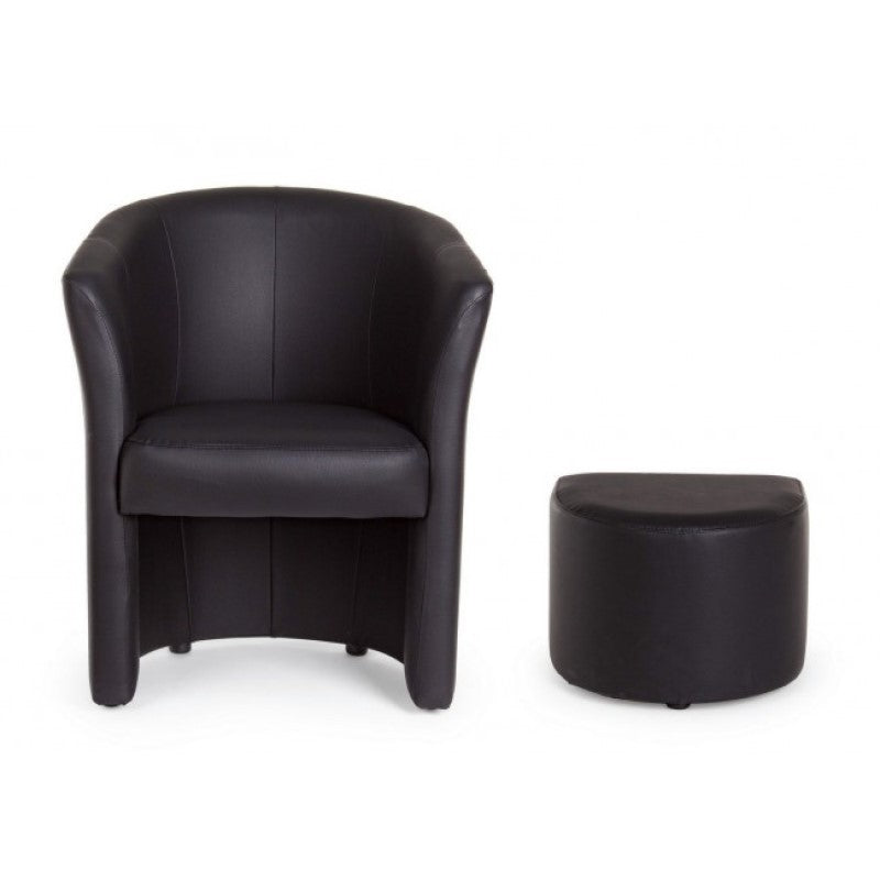 Fauteuil simili cuir avec pouf amovible Noir RITA 64,5x 59,5x h78 cm