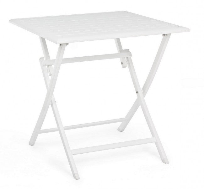 Table d'extérieur pliante en aluminium blanc ELIN 70x70x h71 cm