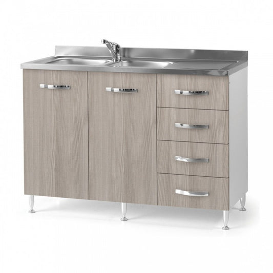 Sous évier pour cuisine orme 2 portes avec tiroirs à droite 120x50xH 85 cm