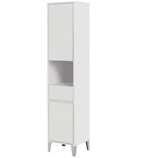 Porte-serviettes blanc avec deux portes et un tiroir 40x35x h183 cm