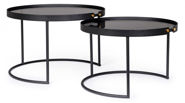 Lot de 2 tables basses modernes Zeina noires