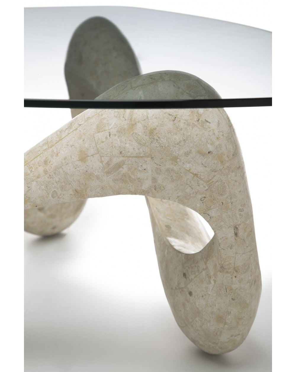 Table basse beige transparent 100 cm x 100 cm H. 42,5 cm