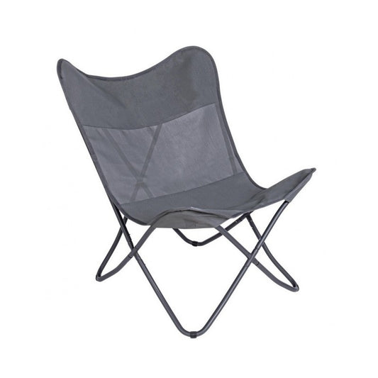 Fauteuil papillon de camping Gabicce gris 77,5x81x89h cm