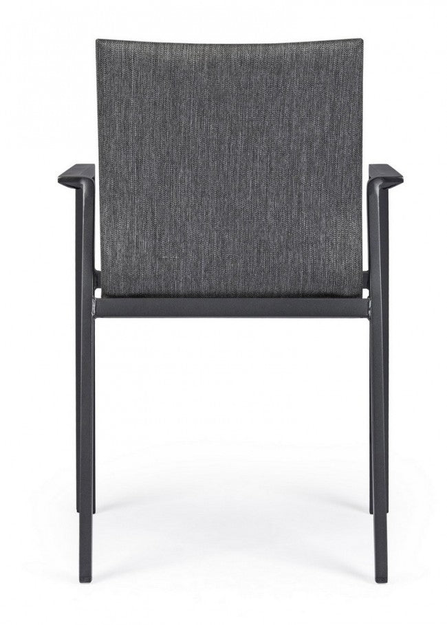 Chaise de jardin anthracite avec accoudoirs Bizzotto