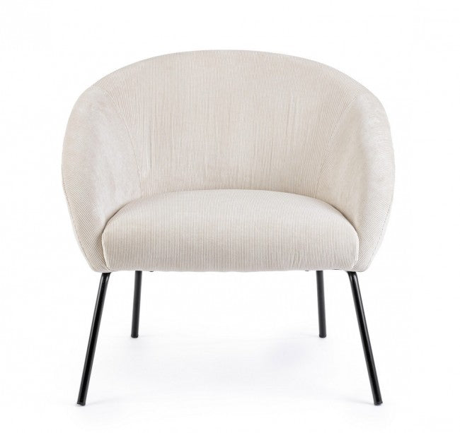 Fauteuil en métal velours blanc Aiko Velvet 80 x 76 x 75 cm