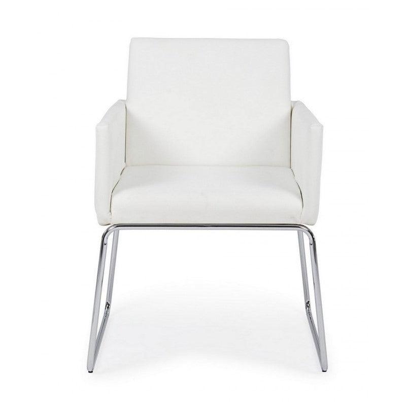 Chaise avec accoudoirs en simili cuir Blanc SIXTY 60x54x h80,5 cm