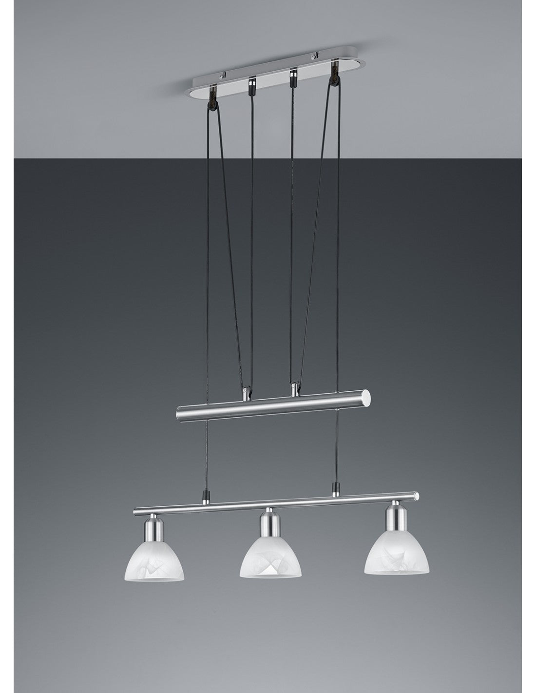 Suspension Haut et Bas 3 Lumières Bascule Levisto Nichel Trio Lighting