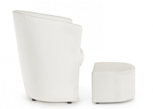 Fauteuil simili cuir avec pouf amovible Blanc RITA 64,5x 59,5x h78 cm