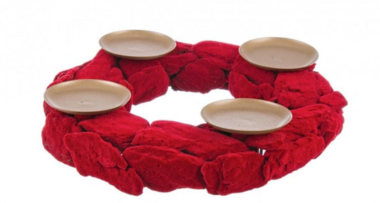 6x 4P Bougeoir Velours Rouge D30